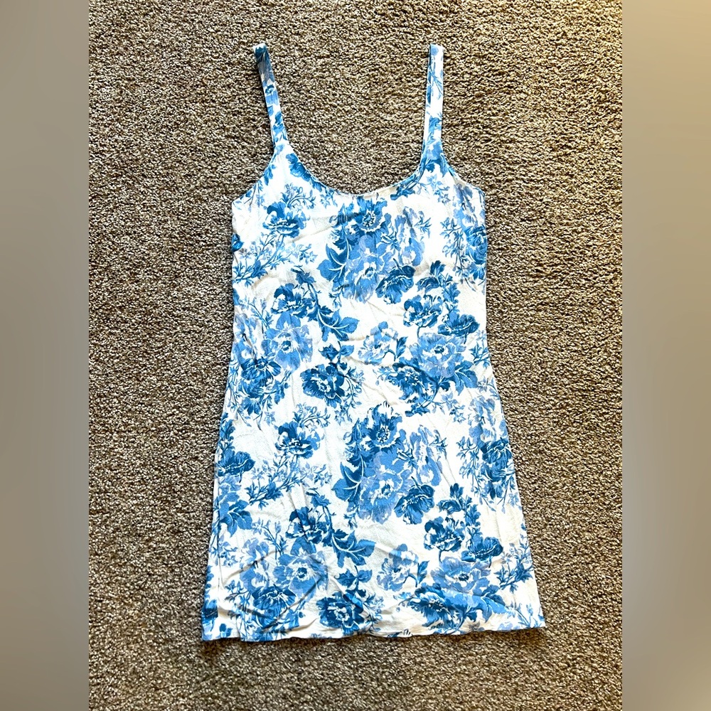 Reformation White and Blue Floral Mini Dress